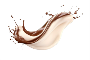 AI generated Dynamic Chocolate and Milk Splashes Isolated on transparent background png