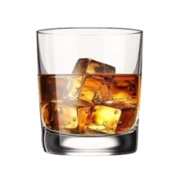 ai generado whisky en el rocas en un vaso aislado en transparente png