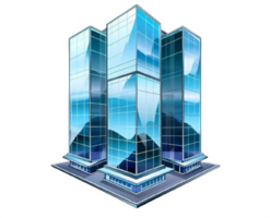 AI generated Modern Glass Office Building Architecture Isolated on transparent background png