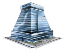 AI generated Modern Glass Office Building Architecture Isolated on transparent background png