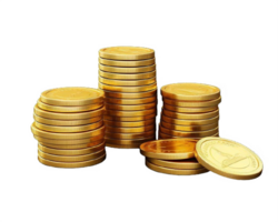 AI generated Stacks of Gold Coins Isolated on  trasnsparent background png