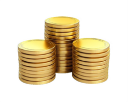 AI generated Stacks of Gold Coins Isolated on  trasnsparent background png