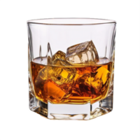 AI generated Whiskey on the Rocks in a Glass Isolated on transparent png