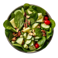 AI generated Crisp Green Vegetable Salad in a Bowl Isolated on transparent background png