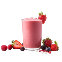 AI generated Fresh Mixed Berry Smoothies with Fruit Decorations png