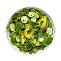 AI generated Fresh Avocado and Mixed Greens Salad Bowl Isolated on transparent background png