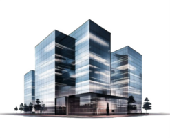 ai generato moderno bicchiere ufficio edificio architettura isolato su trasparente sfondo png