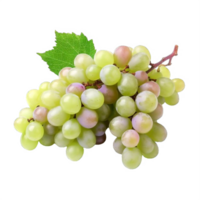 AI generated Cluster of Fresh Green Grapes with Leaf Isolated on transparent background png