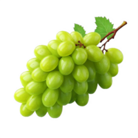 AI generated Cluster of Fresh Green Grapes with Leaf Isolated on transparent background png