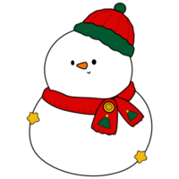 el ilustración de un monigote de nieve con Navidad sombrero png