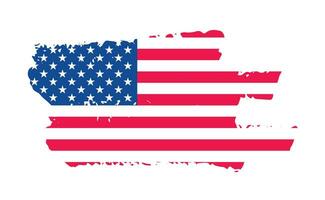 Grunge US Flag brush stroke effect. USA flag brush paint use to 4 of July American President Day. United States of America flag with watercolor paint brush strokes texture or grunge texture design. vector