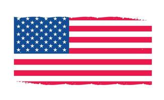 Grunge US Flag brush stroke effect. USA flag brush paint use to 4 of July American President Day. United States of America flag with watercolor paint brush strokes texture or grunge texture design. vector