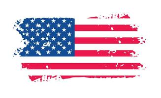 Grunge US Flag brush stroke effect. USA flag brush paint use to 4 of July American President Day. United States of America flag with watercolor paint brush strokes texture or grunge texture design. vector