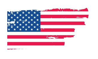 Grunge US Flag brush stroke effect. USA flag brush paint use to 4 of July American President Day. United States of America flag with watercolor paint brush strokes texture or grunge texture design. vector