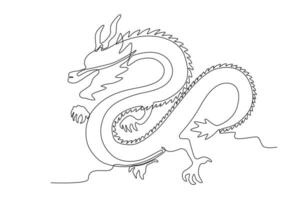 A Chinese dragon stands with its feet vector