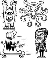 Graffiti Monsters Line Art vector