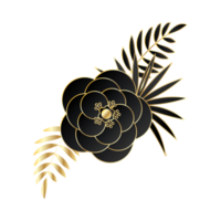 dourado com Preto flor png