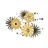 Golden with black flower png