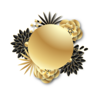 Black and golden flowers frame png