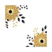 Black and golden flowers frame png