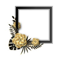 Black and golden flowers frame png