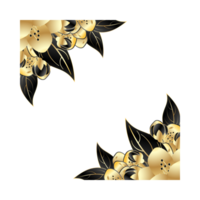 Black and golden flowers frame png