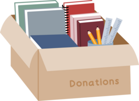 Donation items inside box clipart png