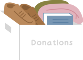 Donation items inside box clipart png