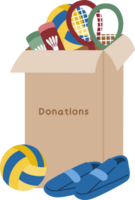 Donation items inside box clipart png