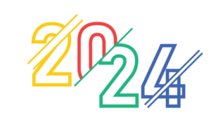 AI generated Happy new year 2024 colorful text itransparent background. png