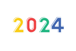 ai gegenereerd gelukkig nieuw jaar 2024 kleurrijk tekst het transparant achtergrond. png