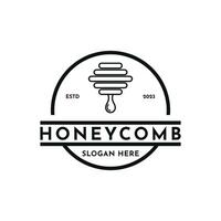 Vintage retro label honeycomb drop logo design idea vector