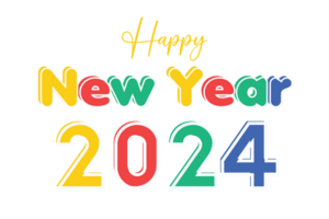 AI generated Happy new year 2024 colorful text itransparent background. png