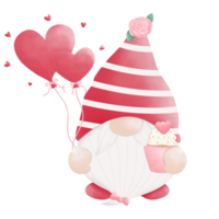 valentine gnome bär röd hatt png