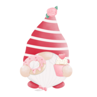 Valentin gnome portant rouge chapeau png