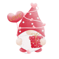 valentine gnome bär röd hatt png