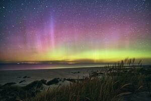 Northern Lights Aurora Borealis over danish Coast photo