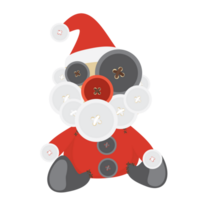 Freaky Santa Claus doll made from buttons flat design png