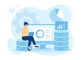 a woman analyses growth data concept flat illustration vector