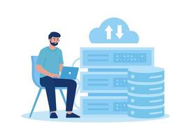 a men manages data concept flat illustration vector