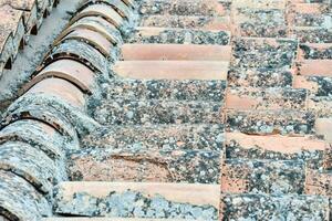 a close up of a roof with many different tiles photo