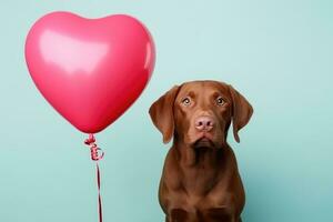 AI generated Adorable border dog with hear shape balloon. love and romance, valentine's concept, AI Generative photo