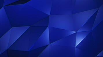 Futuristic blue low poly surface background with the gentle motion of shiny polygonal triangle shapes and glowing blue neon light. Full HD and looping abstract technology motion background animation. video