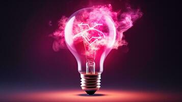 AI generated Creative concept art new idea innovation abstract pink neon color photo