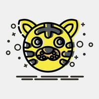 Icon tiger face. Chinese Zodiac elements. Icons in MBE style. Good for prints, posters, logo, advertisement, decoration,infographics, etc. vector