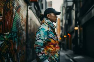 AI generated Asian street male style. Generate ai photo
