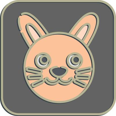 Icon bunny face. Chinese Zodiac elements. Icons in embossed style. Good for prints, posters, logo, advertisement, decoration,infographics, etc.