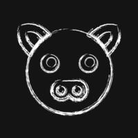 Icon pig face. Chinese Zodiac elements. Icons in chalk style. Good for prints, posters, logo, advertisement, decoration,infographics, etc. vector