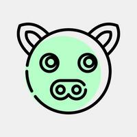 Icon pig face. Chinese Zodiac elements. Icons in color spot style. Good for prints, posters, logo, advertisement, decoration,infographics, etc. vector