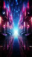 AI generated Futuristic Background. Metallic surface with neon accents and futuristic patterns. Created with Generative AI photo